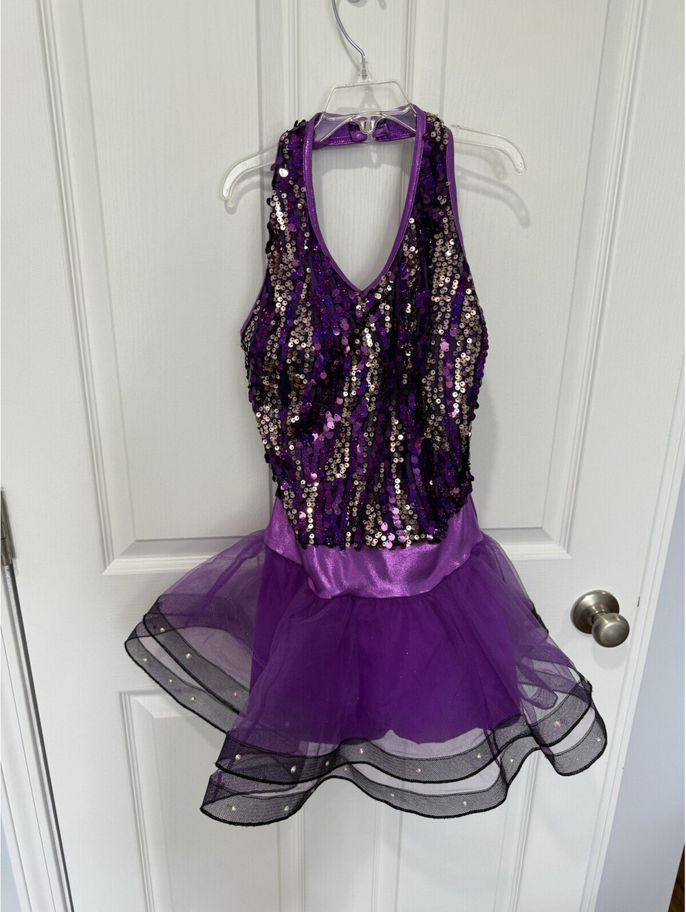 Weissman Girls Purple Dance Costume w/neck piece Size LC